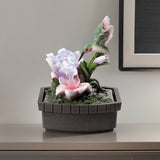 11" Pink Green And Brown Polyresin Hummingbird Tabletop Fountain - Homeroots - Flyclothing LLC