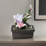 11" Pink Green And Brown Polyresin Hummingbird Tabletop Fountain - Homeroots