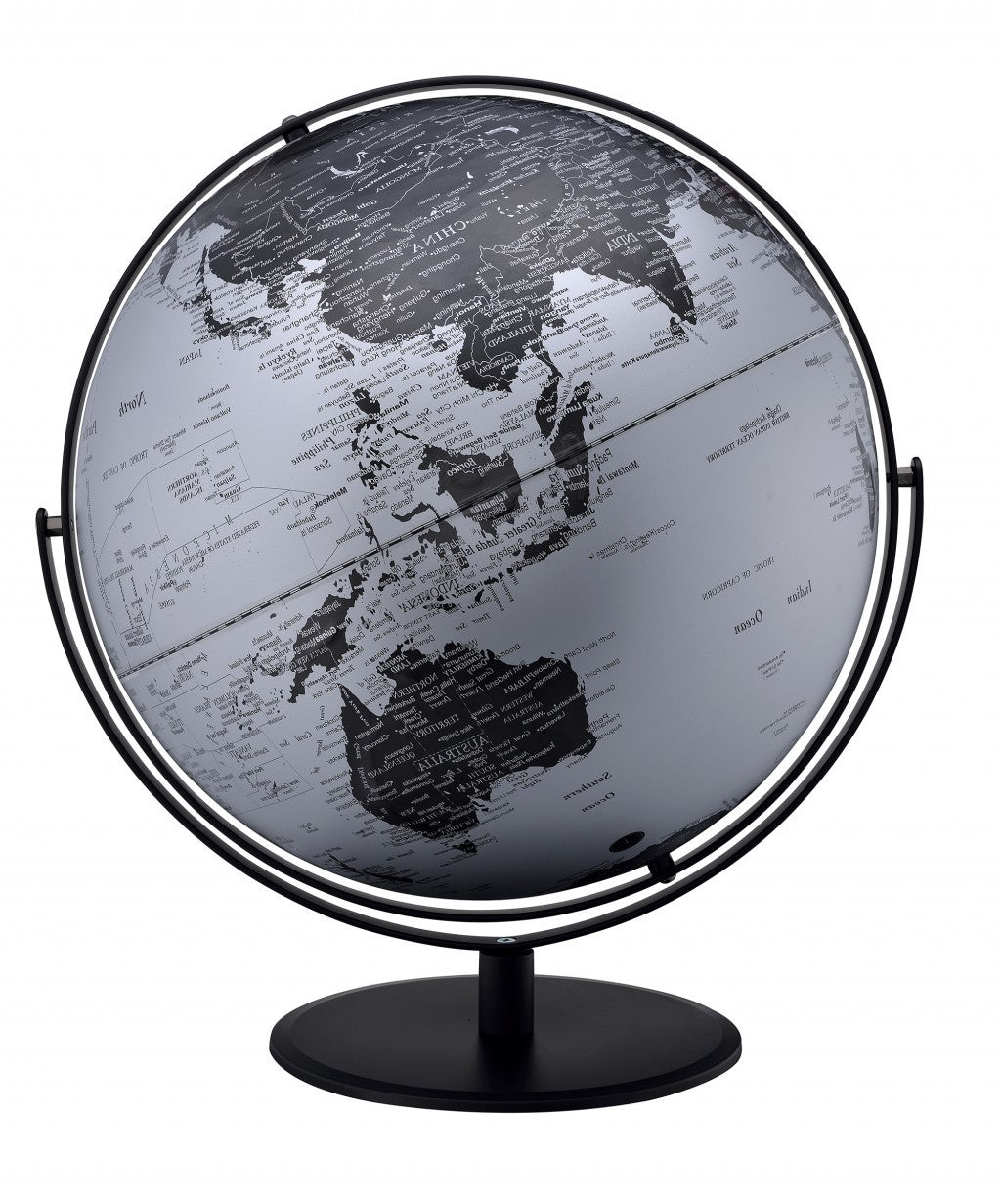 21" Black And Silver Modern Polyresin Globe - Homeroots - Flyclothing LLC