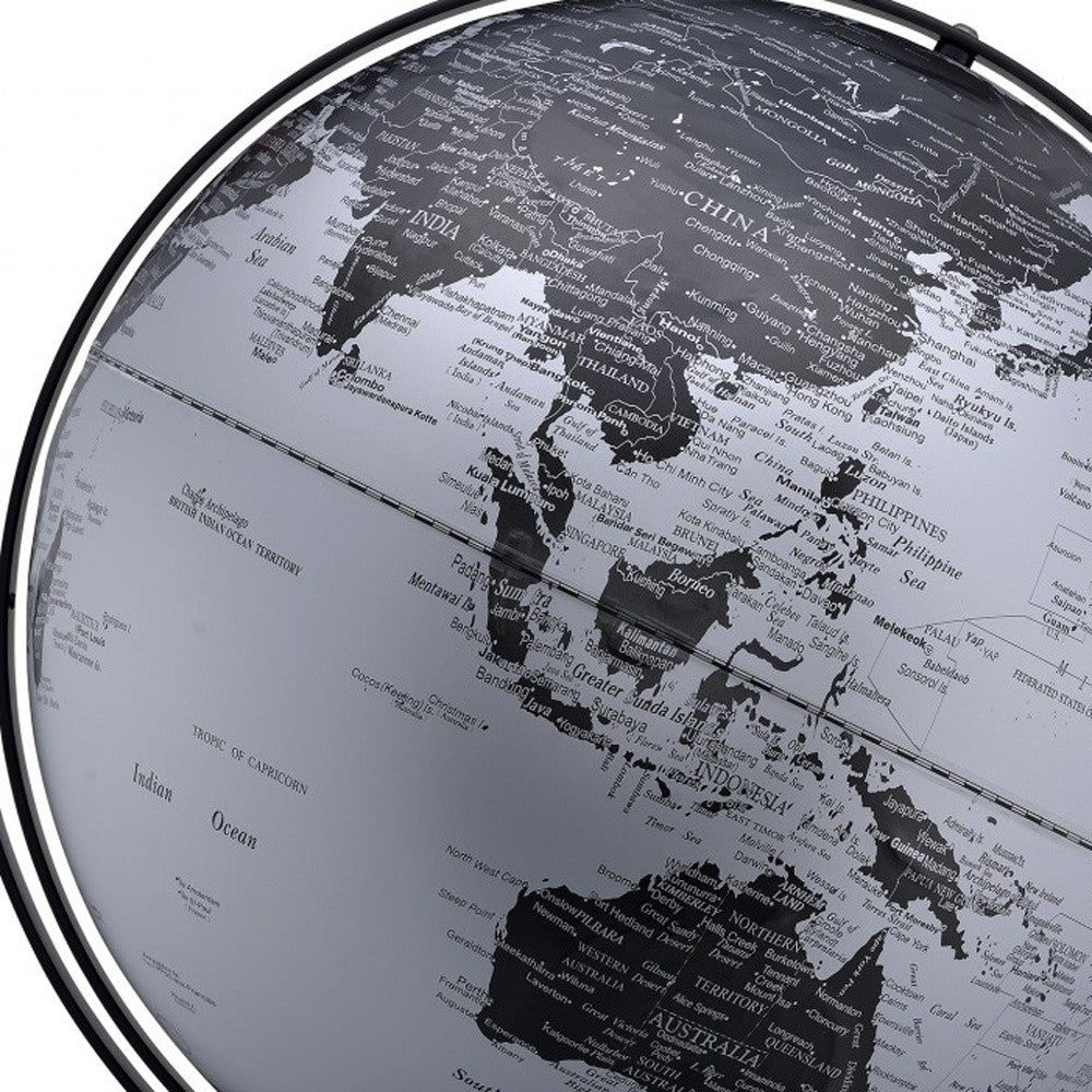 21" Black And Silver Modern Polyresin Globe - Homeroots - Flyclothing LLC