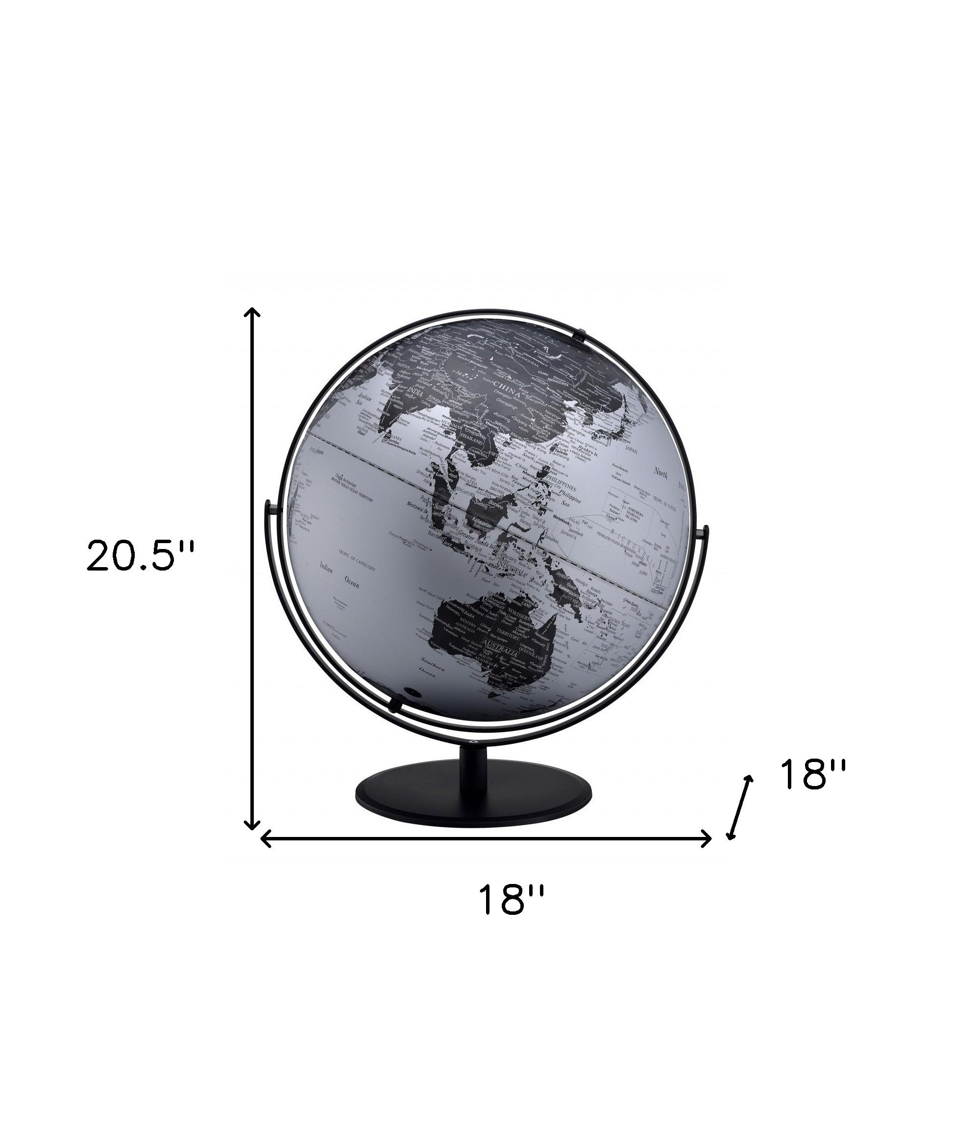 21" Black And Silver Modern Polyresin Globe - Homeroots - Flyclothing LLC
