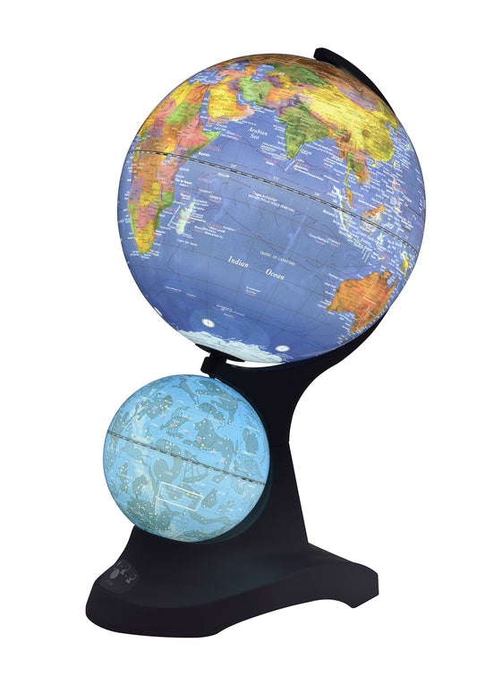 18" Blue Black And Navy Polyresin Dual Globe - Homeroots