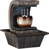 10" Brown Textured Polyresin Tabletop Fountain with LED Light - Homeroots