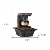 10" Brown Textured Polyresin Tabletop Fountain with LED Light - Homeroots - Flyclothing LLC