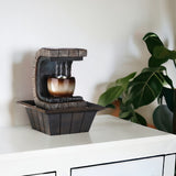 10" Brown Textured Polyresin Tabletop Fountain with LED Light - Homeroots