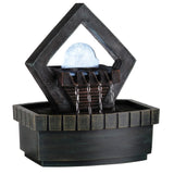 10" Brown Polyresin Geo and Pebbles Tabletop Fountain with LED Light - Homeroots