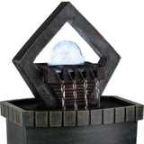 10" Brown Polyresin Geo and Pebbles Tabletop Fountain with LED Light - Homeroots
