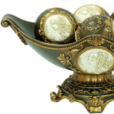 8" Bronze Polyresin Classical Greek Decorative Bowl With Orbs - Homeroots - Flyclothing LLC
