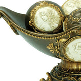 8" Bronze Polyresin Classical Greek Decorative Bowl With Orbs - Homeroots - Flyclothing LLC