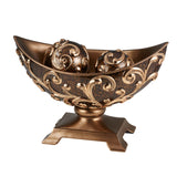 11" Brown And Gold Polyresin Decorative Bowl With Orbs - Homeroots