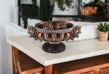 9" Reddish Bronze And Silver Polyresin Decorative Bowl With Orbs - Homeroots
