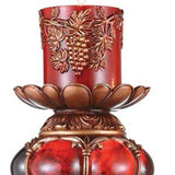 20" Brown and Red Faux Marble Tabletop Candle Holder and Candle - Homeroots