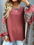 Leopard Round Neck Long Sleeve Sweatshirt - Trendsi - Flyclothing LLC