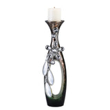 16" Ornate Faux Crystal Tabletop Pillar Candle Holder - Homeroots
