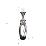 16" Ornate Faux Crystal Tabletop Pillar Candle Holder - Homeroots - Flyclothing LLC