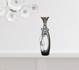 16" Ornate Faux Crystal Tabletop Pillar Candle Holder - Homeroots