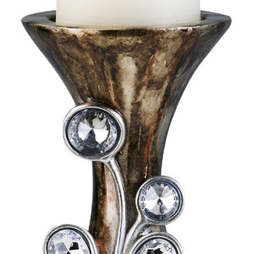 20" Ornate Faux Crystal Tabletop Pillar Candle Holder - Homeroots - Flyclothing LLC