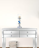 18" Silver and Blue Faux Crystal Bling Hurricane Candle Holder - Homeroots