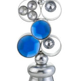 21" Silver and Blue Faux Crystal Bling Hurricane Candle Holder - Homeroots
