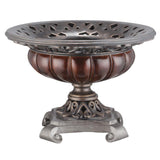 9" Silver and Bronze Polyresin Decorative Centerpiece Pedestal Bowl - Homeroots