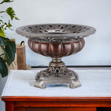 9" Silver and Bronze Polyresin Decorative Centerpiece Pedestal Bowl - Homeroots