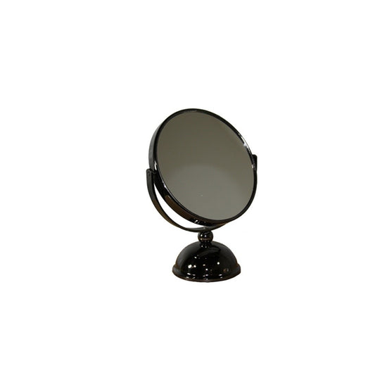 9" Black Round Metal Framed Makeup Shaving Tabletop Mirror - Homeroots