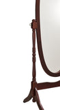59" Brown Cherry Oval Framed Cheval Standing Mirror