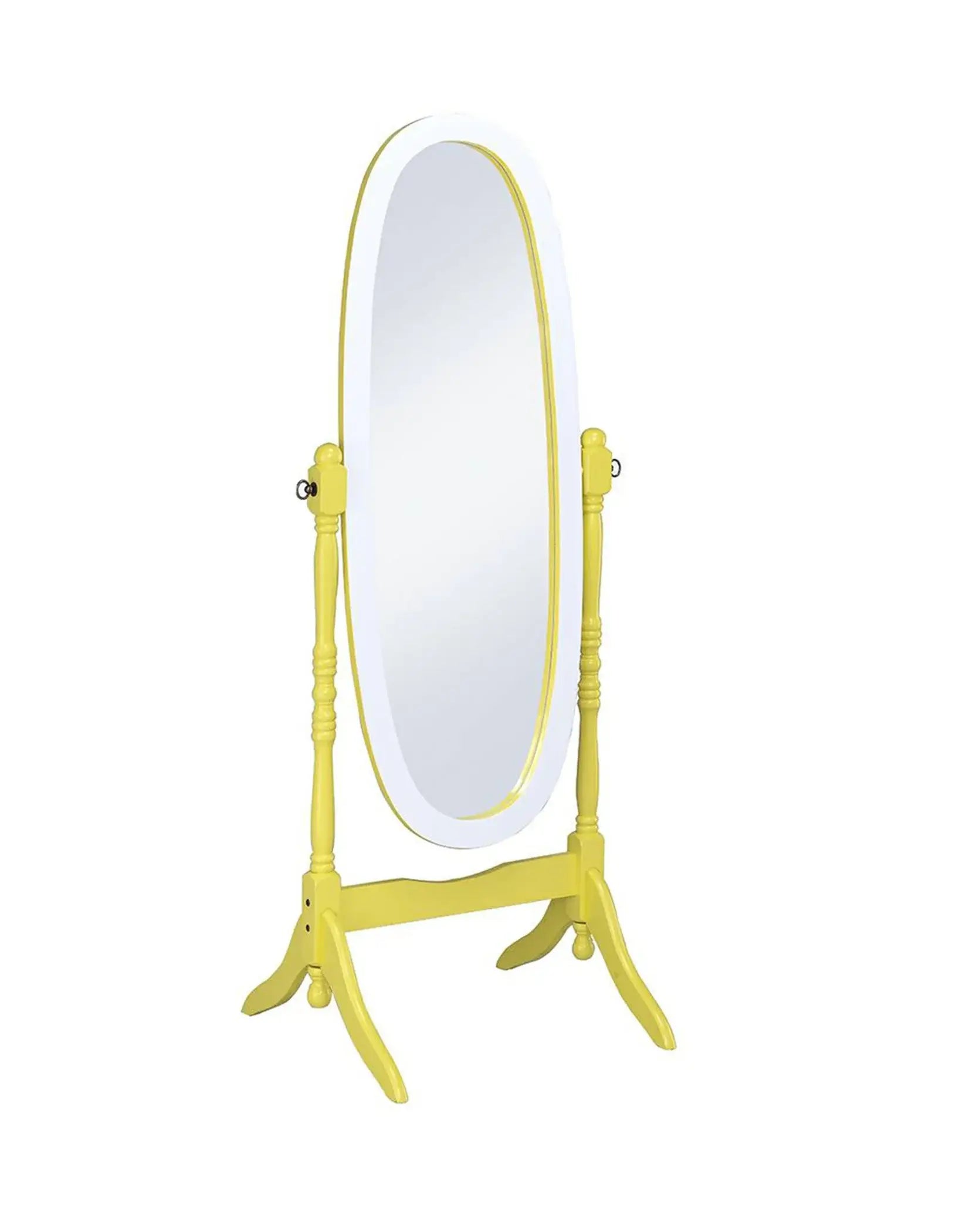 Yellow Oval Cheval Standing Solid Wood Mirror - Homeroots - Flyclothing LLC