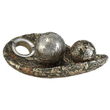 8" Green Silver And Gold Polyresin Decorative Bowl With Orbs - Homeroots