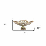 9" Beige And Gold Polyresin Decorative Bowl - Homeroots - Flyclothing LLC