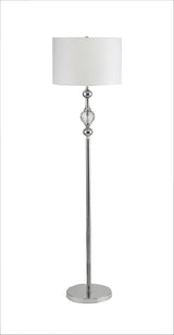 63" Chrome and Crystal Orb Shaped Floor Lamp With White Drum Shade - Homeroots - Flyclothing LLC