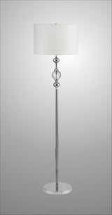63" Chrome and Crystal Orb Shaped Floor Lamp With White Drum Shade - Homeroots - Flyclothing LLC