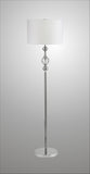 63" Chrome and Crystal Orb Shaped Floor Lamp With White Drum Shade - Homeroots