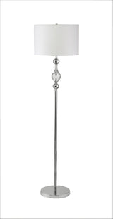 63" Chrome and Crystal Orb Shaped Floor Lamp With White Drum Shade - Homeroots - Flyclothing LLC