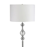 63" Chrome and Crystal Orb Shaped Floor Lamp With White Drum Shade - Homeroots - Flyclothing LLC