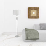 63" Chrome and Crystal Orb Shaped Floor Lamp With White Drum Shade - Homeroots