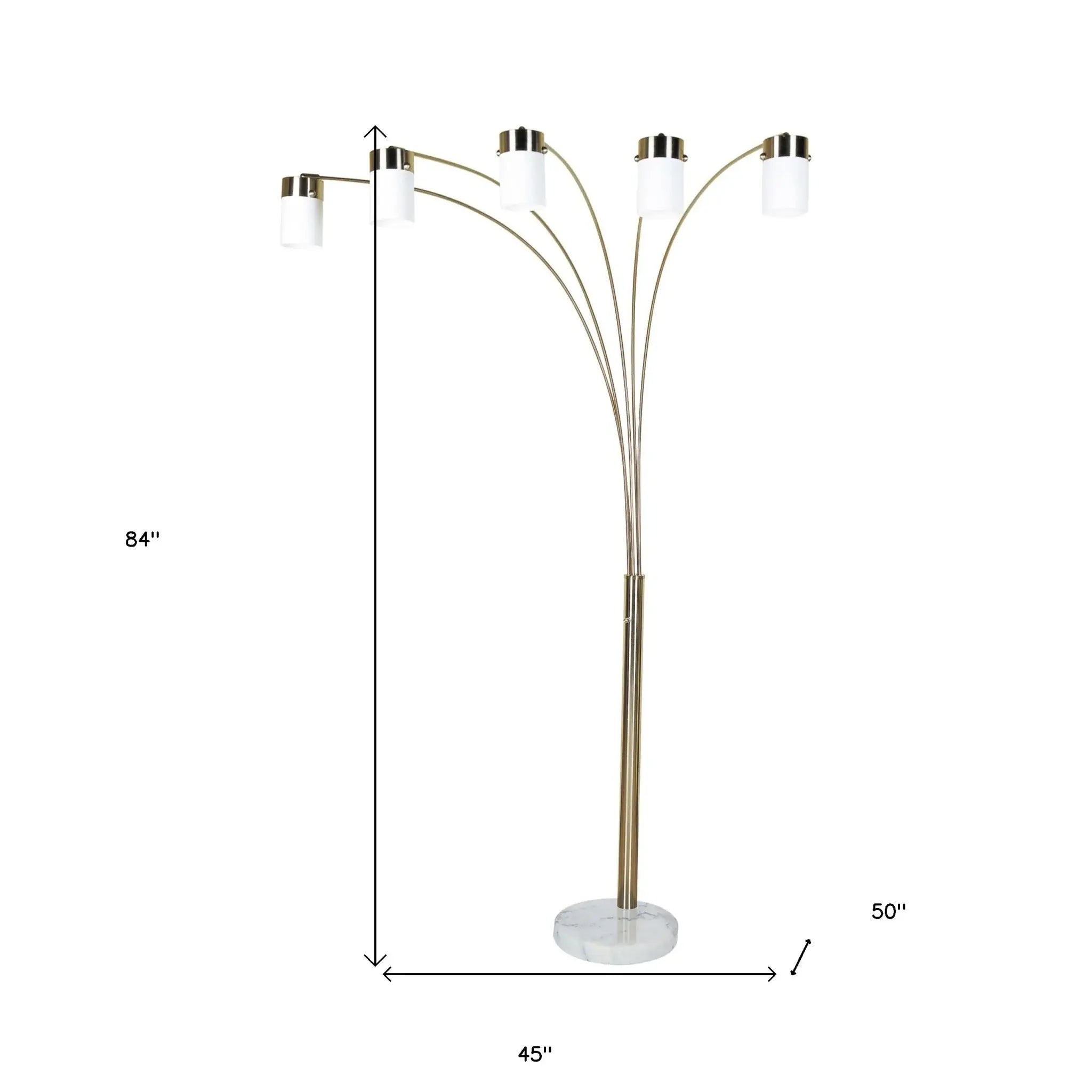 Five Light Gold Metal Floor Lamp - Homeroots - Flyclothing LLC