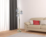 63" Gold Three Lights Candelabra Floor Lamp With Clear Faux Crystal Shades - Homeroots - Flyclothing LLC