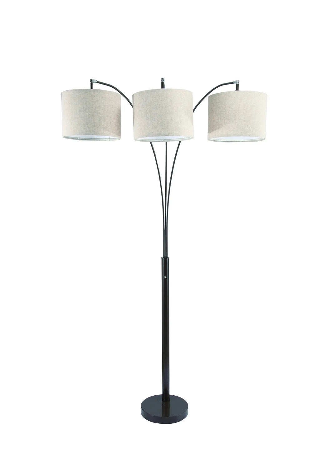 84" Beige And Espresso Brown Three Lights Tree Floor Lamp With Beige Drum Shade - Homeroots