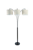 84" Beige And Espresso Brown Three Lights Tree Floor Lamp With Beige Drum Shade - Homeroots