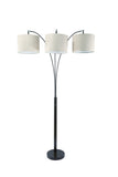 84" Beige And Espresso Brown Three Lights Tree Floor Lamp With Beige Drum Shade - Homeroots