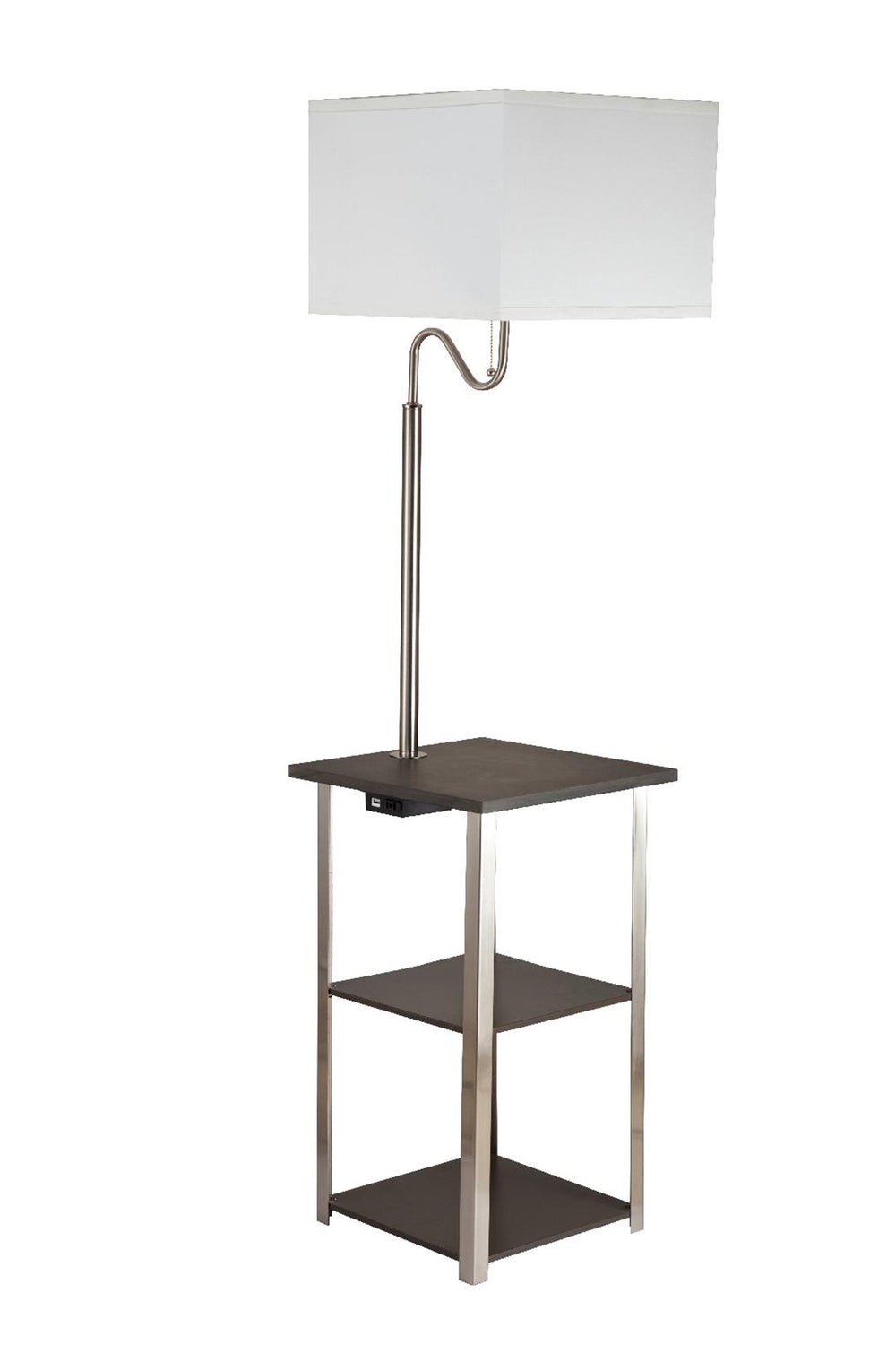58" Steel Tray Table Floor Lamp With White Square Shade - Homeroots - Flyclothing LLC