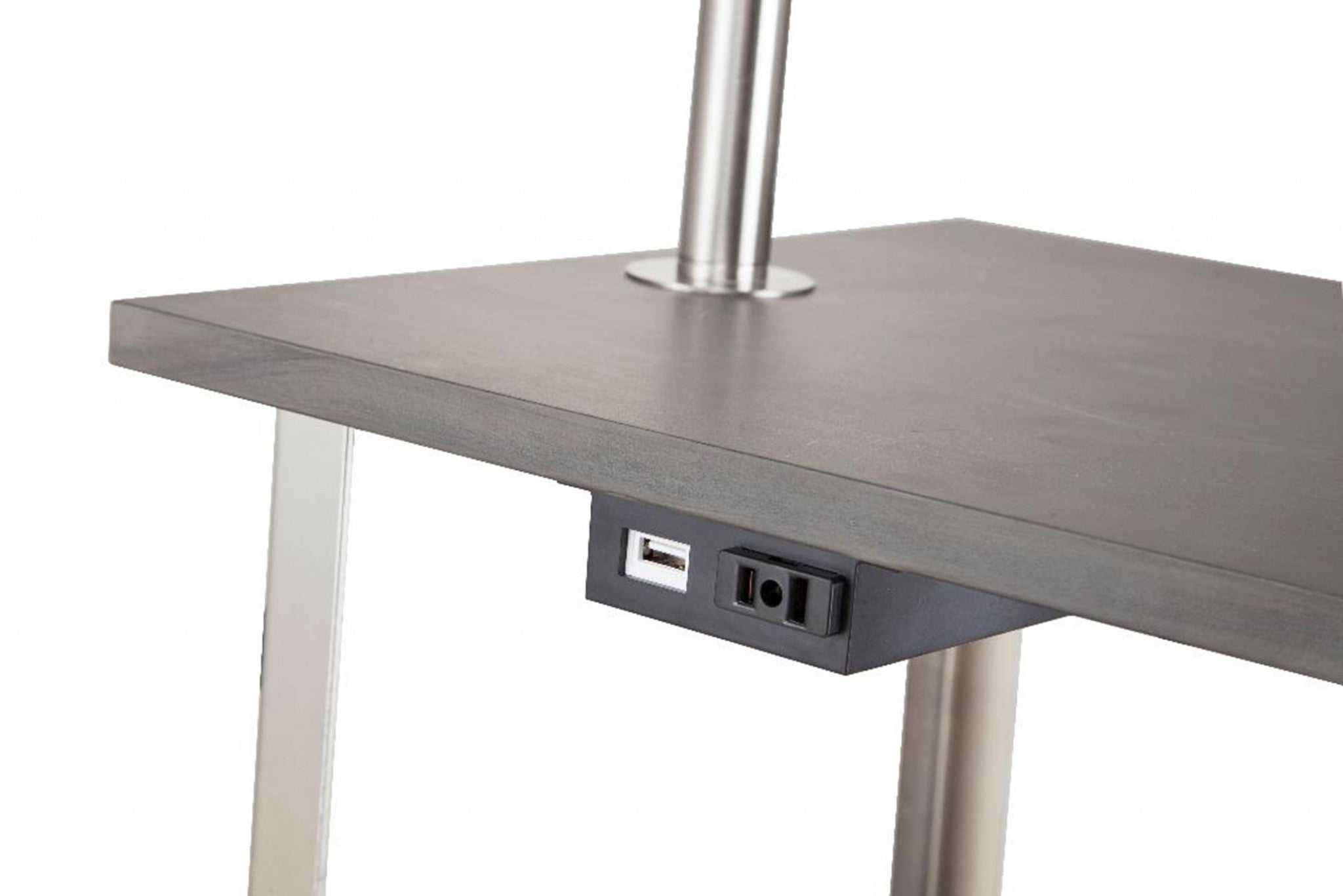 58" Steel Tray Table Floor Lamp With White Square Shade - Homeroots - Flyclothing LLC