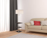 58" Steel Tray Table Floor Lamp With White Square Shade - Homeroots