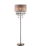 62" Steel Three Light Candelabra Floor Lamp With Silvery Pink Drum Shade - Homeroots