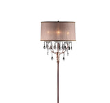 62" Steel Three Light Candelabra Floor Lamp With Silvery Pink Drum Shade - Homeroots