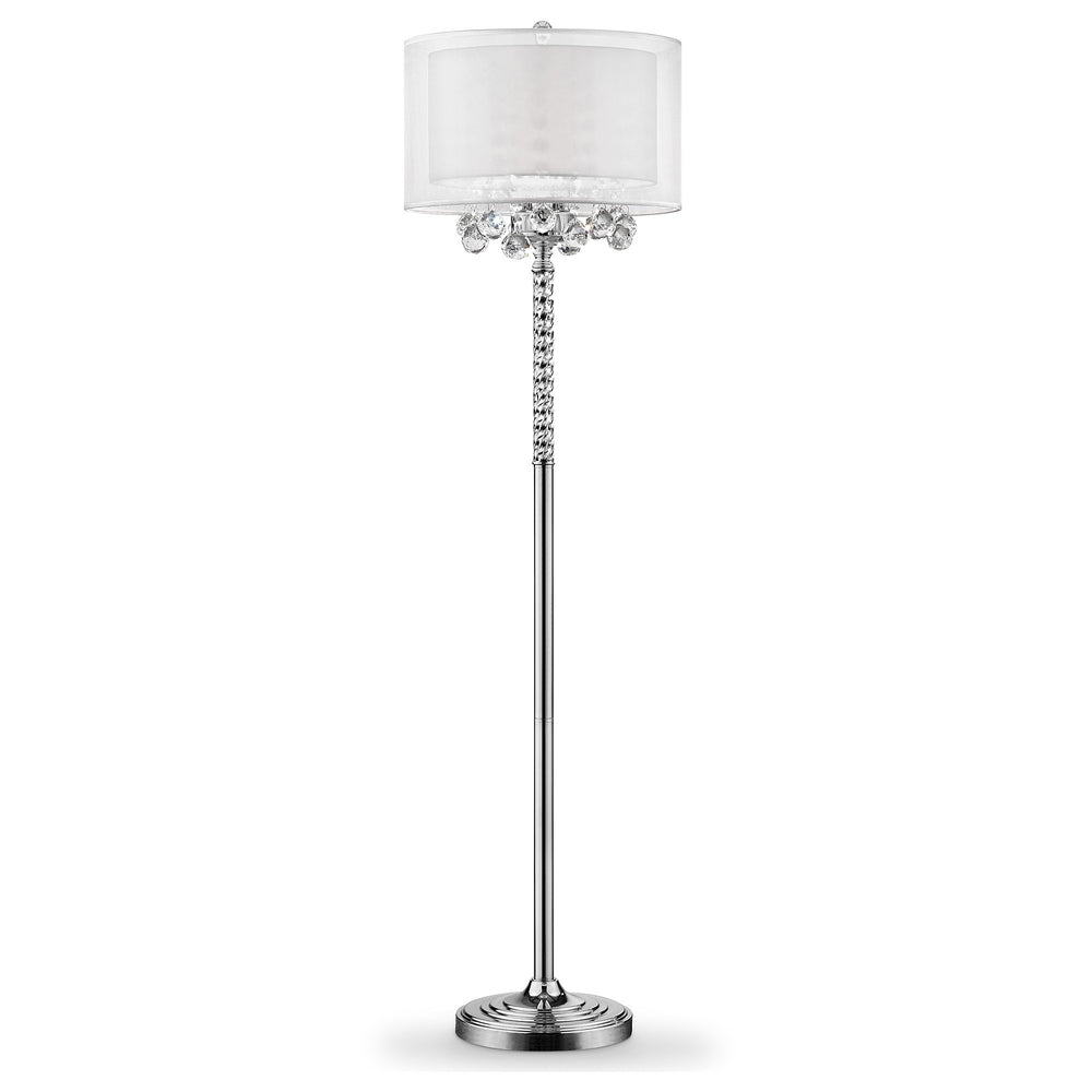 63" Steel Three Light Candelabra Floor Lamp With White Drum Shade - Homeroots - Flyclothing LLC