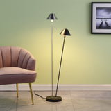 48" Nickel Two Lights LED Novelty Floor Lamp With Black And Silver Empire Shade - Homeroots