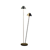 48" Nickel Two Lights LED Novelty Floor Lamp With Black And Silver Empire Shade - Homeroots