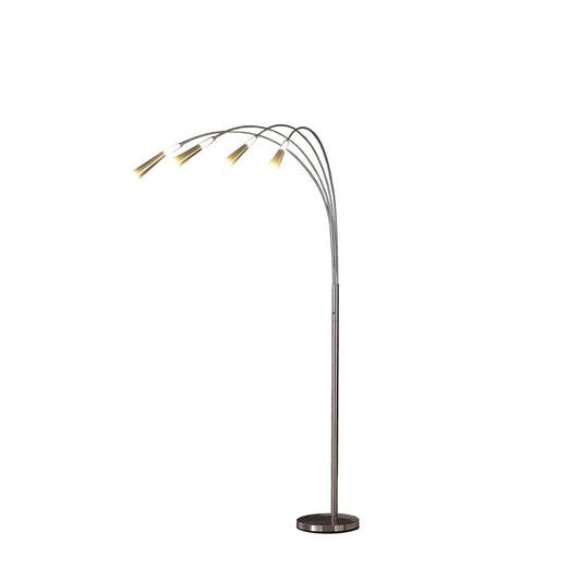 72" Nickel Four Lights LED Arc Floor Lamp - Homeroots